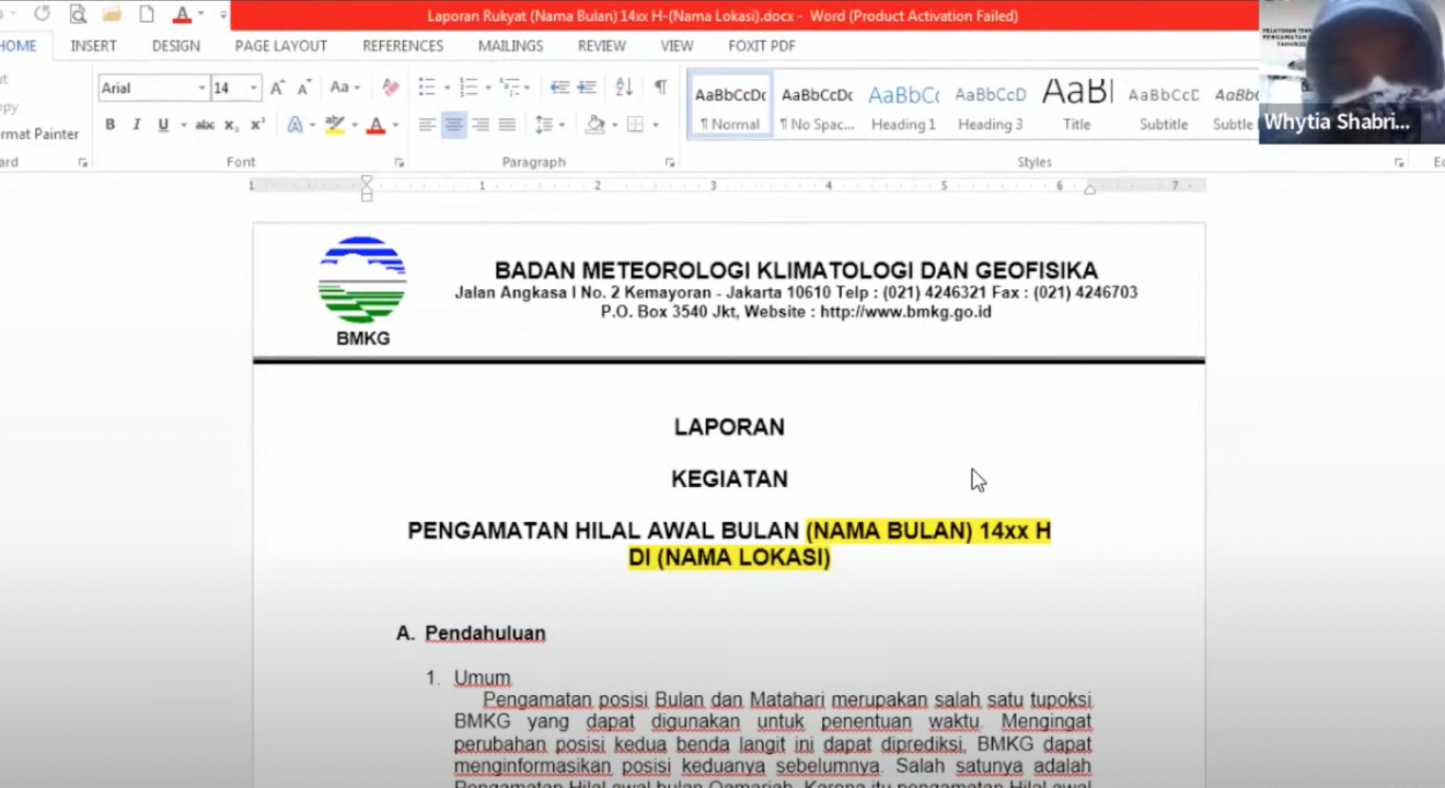 Penyusunan Laporan Pengamatan Hilal Tahun 2022