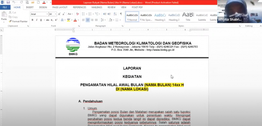 Penyusunan Laporan Pengamatan Hilal Tahun 2022